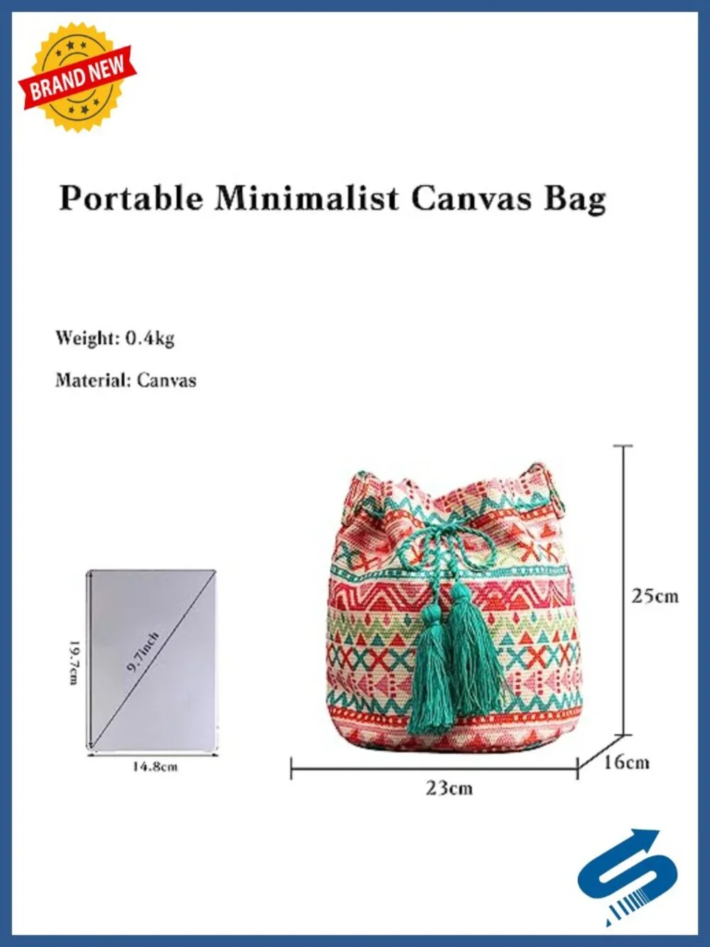 Canvas Tote Bag for Women, Bohemian Bucket Handbag with Tassels, Retro Shoulder